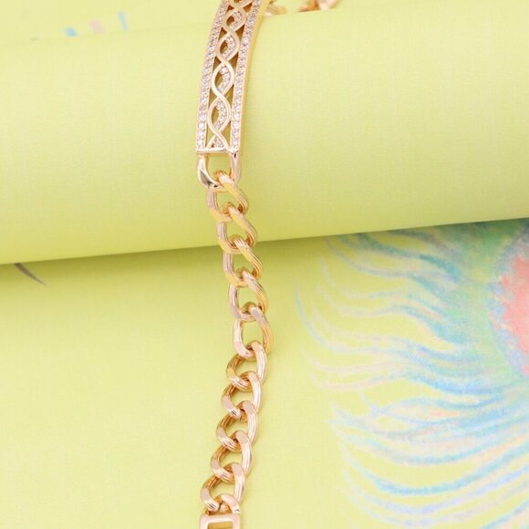 "Elegant Rose Gold Bracelet with Infinity Design and CZ Accents, XPBL0853 - Picture 6 of 12